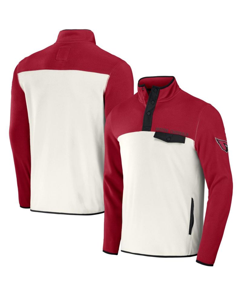 Men's Cardinal/Cream Arizona Cardinals Micro Fleece Quarter-Snap Jacket