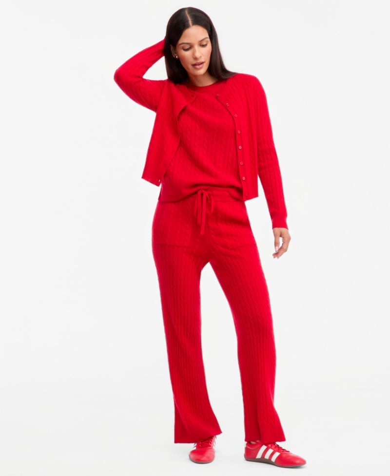 Women's 100% Cashmere Baby Cable-Knit Crewneck Cardigan