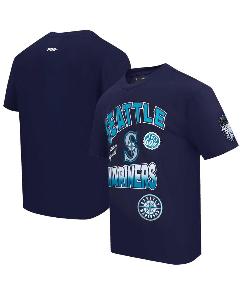 Men's Navy Seattle Mariners Turn It Up Dropped Shoulder T-Shirt