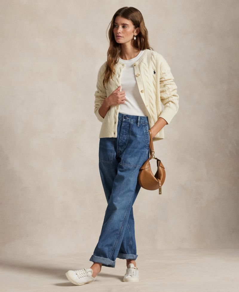Women's Cable-Knit Wool-Cashmere Cardigan Sweater