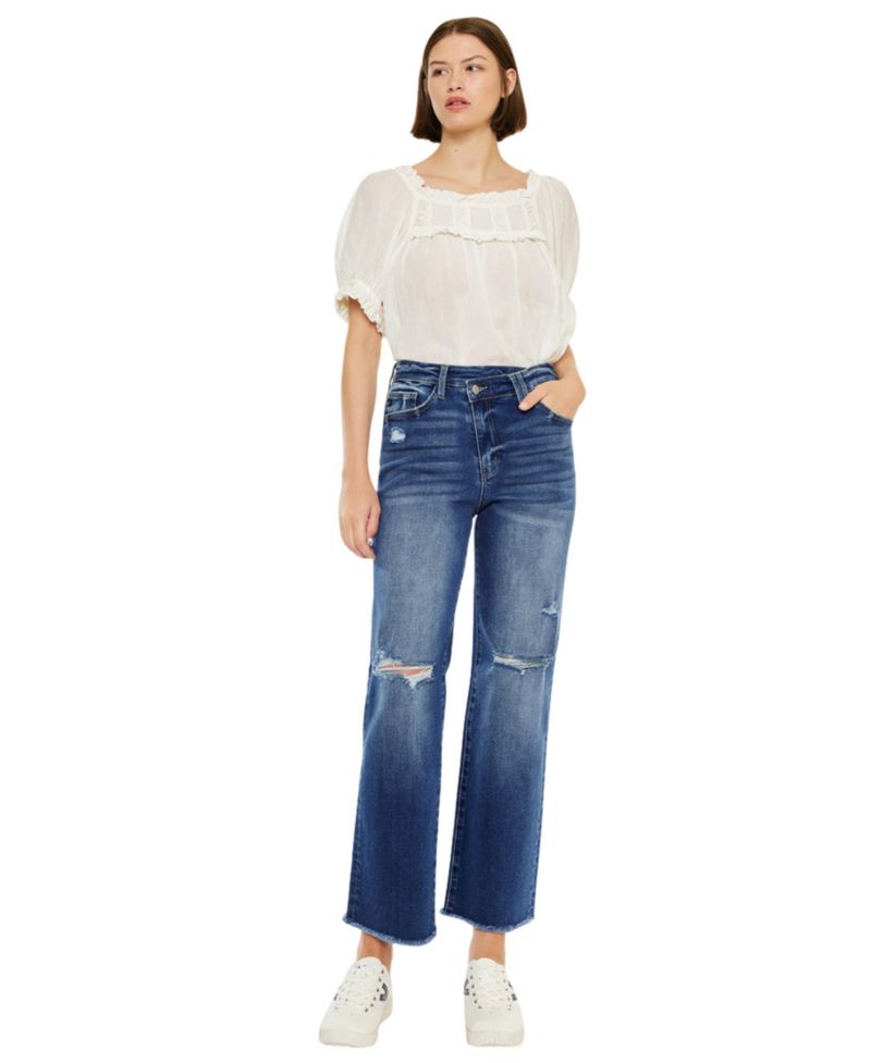 Women's Mollie High Rise Criss Cross Straight Jeans