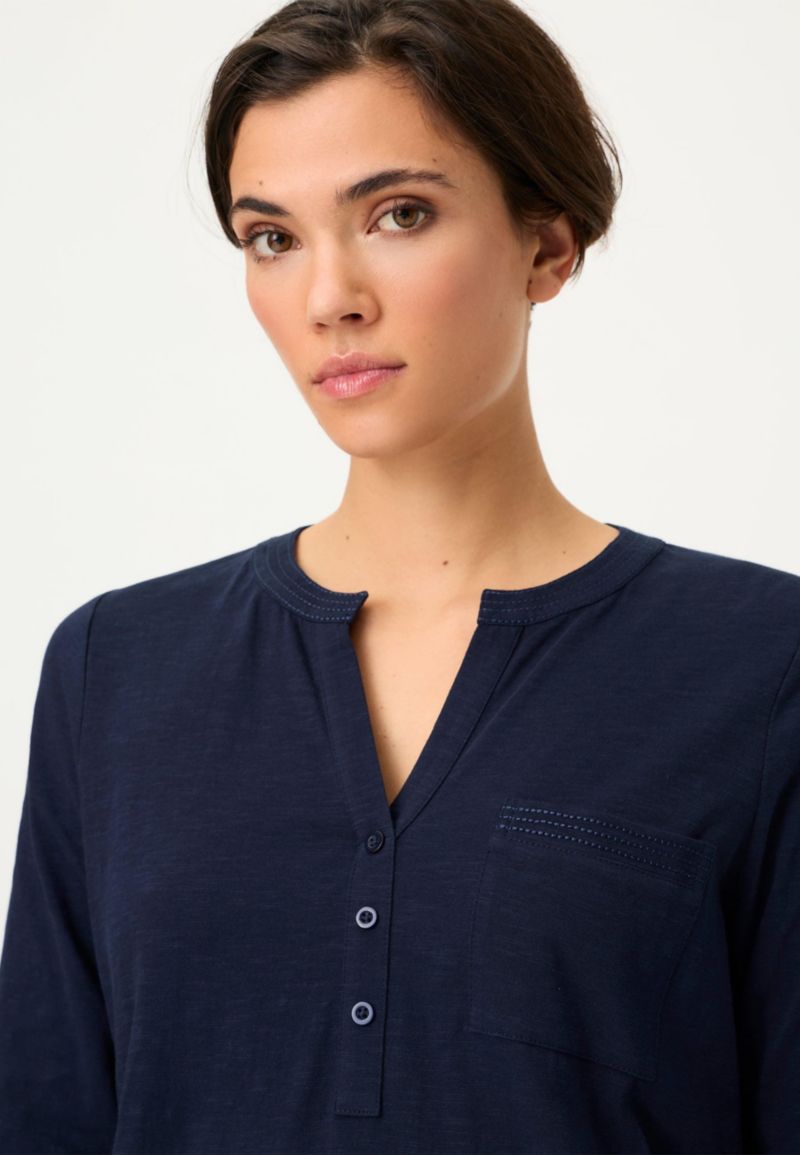 Women's Solid Henley T-Shirt