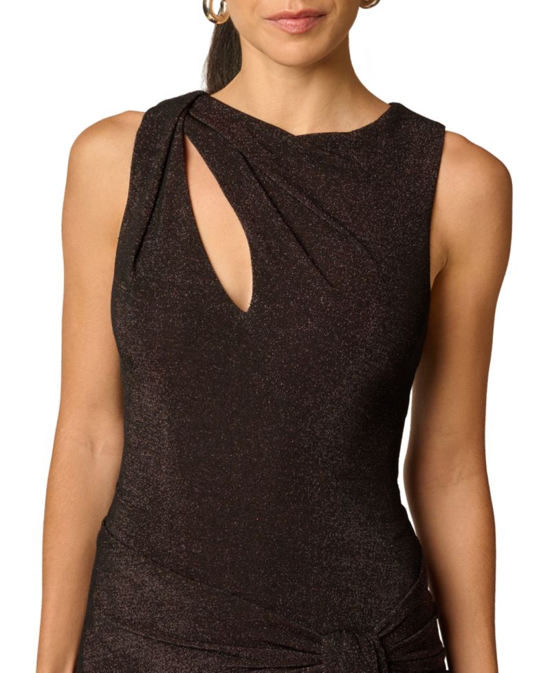 Women's Metallic-Knit Draped-Skirt Mini Dress