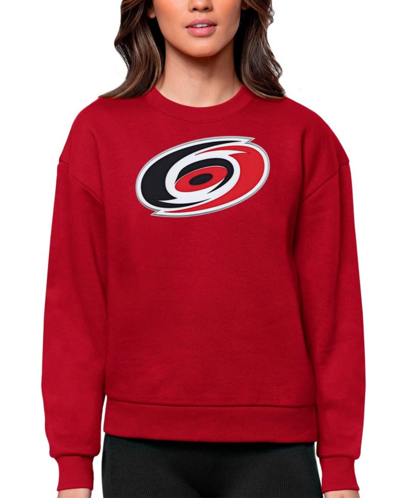 Women's Red Carolina Hurricanes Primary Logo Team Logo Victory Crewneck Pullover Sweatshirt