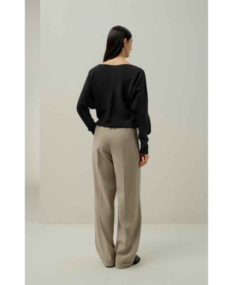 Women's Long Sleeve Gathered Silk Top