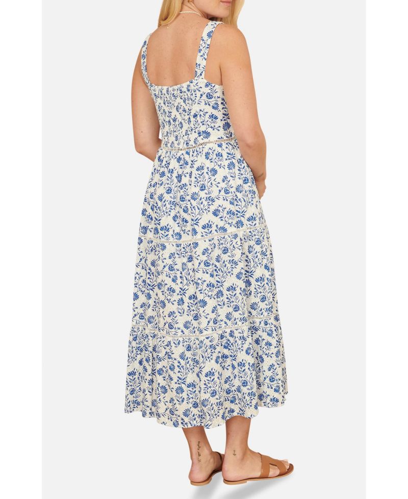 Women's Floral Broderie Anglaise Midi Sun Dress