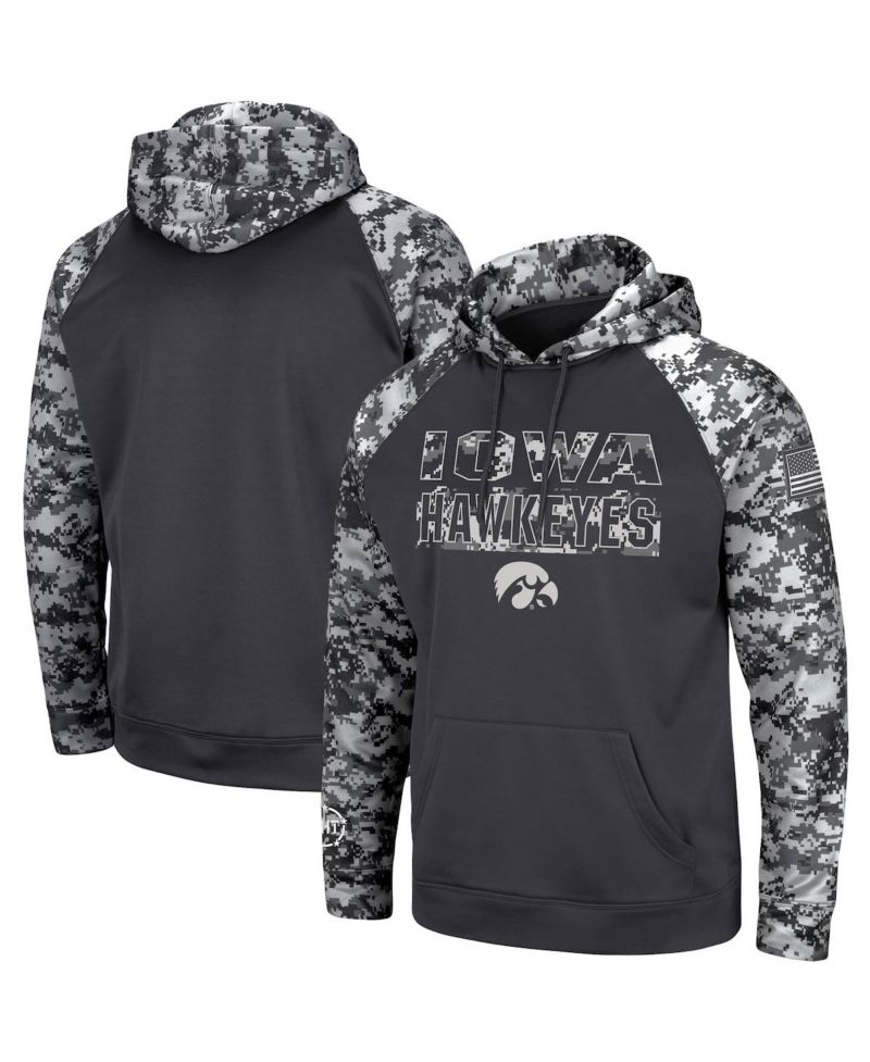 Men's Charcoal Iowa Hawkeyes OHT Military-Inspired Appreciation Digital Camo Pullover Hoodie