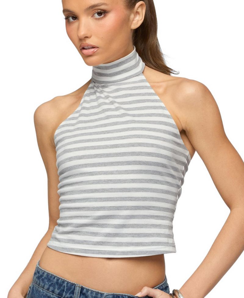 Women's Kay Striped High Neck Halter Top