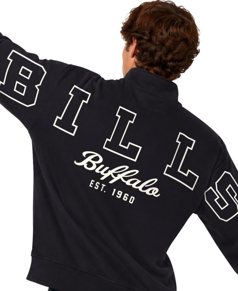 Men's Black Buffalo Bills Thursday Night Gridiron Batwing Quarter-Zip Sweatshirt