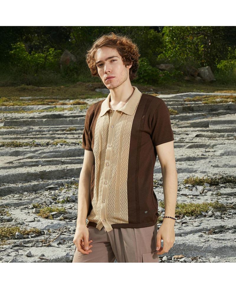 Men's Block-Knit Slim-Fit Shirt