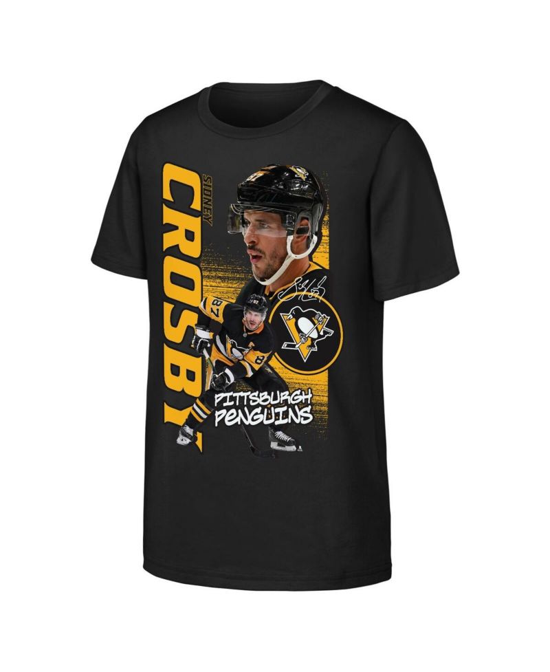 Big Boys and Girls Sidney Crosby Black Pittsburgh Penguins Playmaker T-Shirt