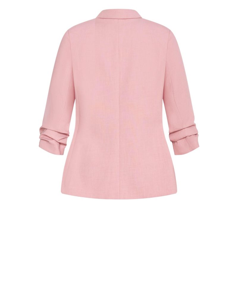 Plus Size Imogen Gathered-Elbow-Sleeve Hip-Length Blazer