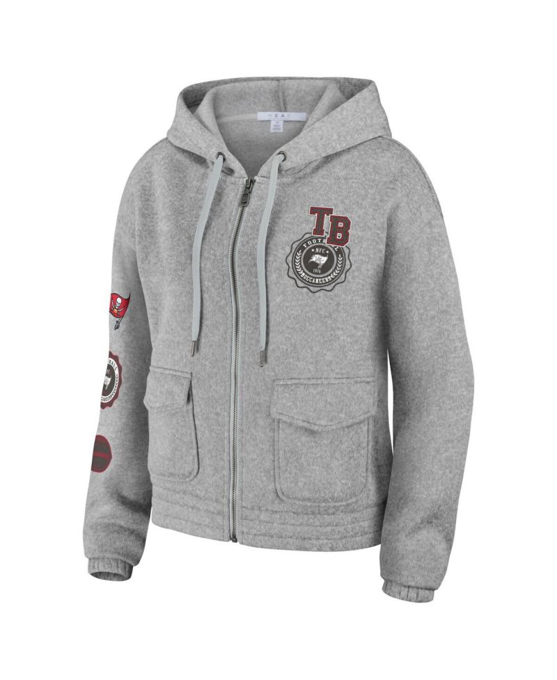 Women's Heather Gray Tampa Bay Buccaneers Full-Zip Hoodie