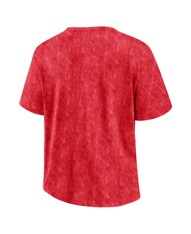 Women's Red Chicago Blackhawks Faded Wash T-Shirt