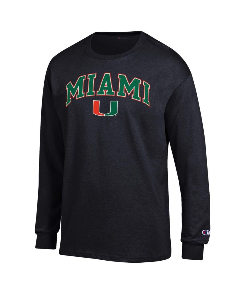 Men's Orange Miami Hurricanes Arch Over Logo Long Sleeve T-Shirt