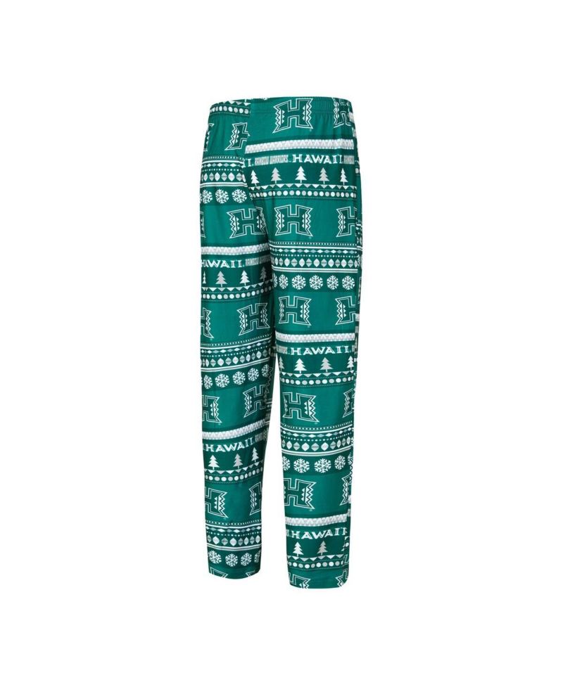 Men's 2-Pieace Green Hawaii Rainbow Warriors Swivel Long Sleeve Top and Pants Sleep Set