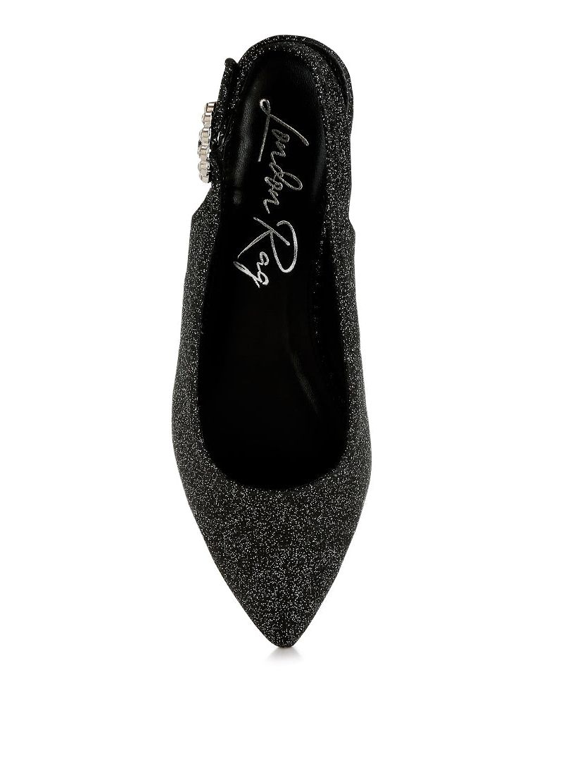 Womens Giora Glitter Slingback Flat Sandals
