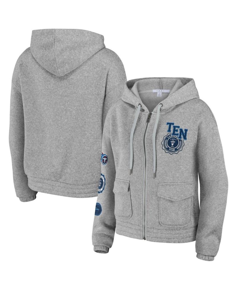 Women's Heather Gray Tennessee Titans Full-Zip Hoodie