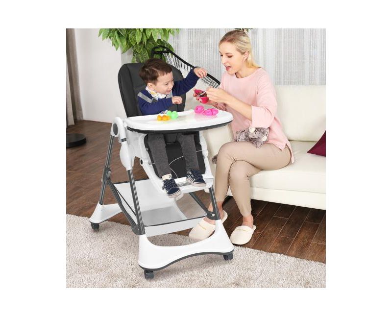 A-Shaped High Chair with 4 Lockable Wheels