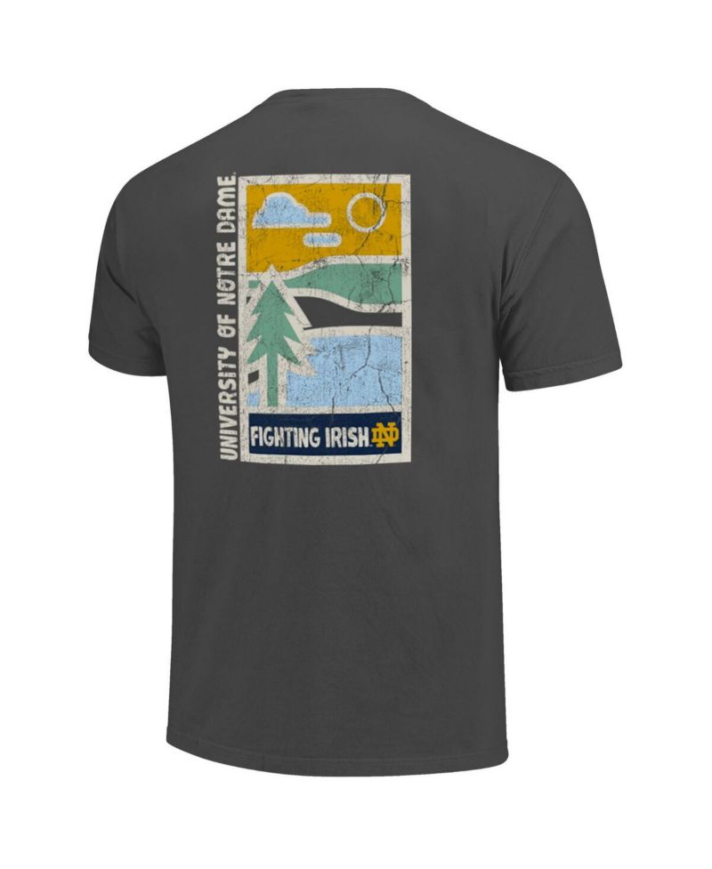 Men's Graphite Notre Dame Fighting Irish Comfort Colors Minimal Vista Distressed Graphics T-Shirt