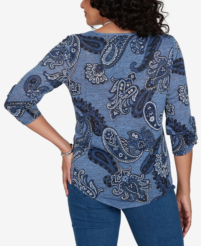 Petite Ruched Asymmetrical-Hem Top