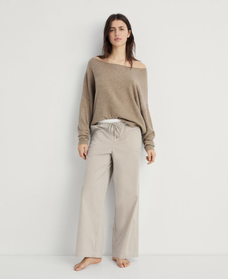 Women's Elastic Detail Striped Pajama Pants