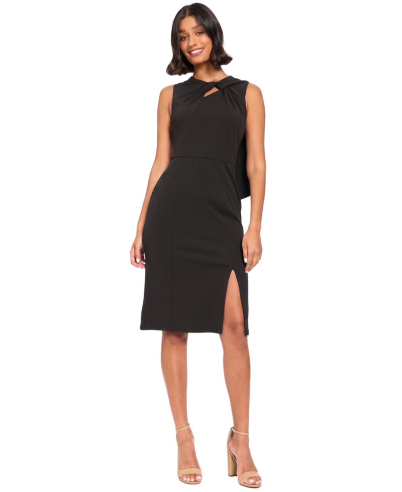 Petite Midi Asymmetrical-Neckline Dress
