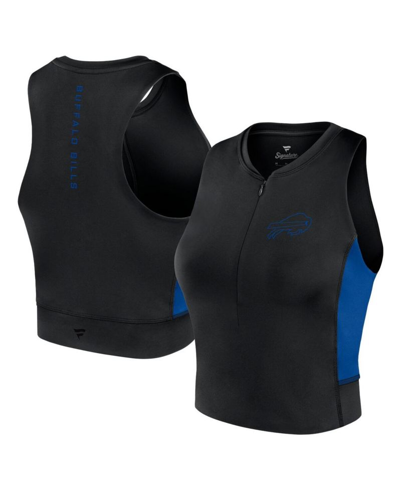 Women's Black Buffalo Bills Studio Fitted Gym Tank Top
