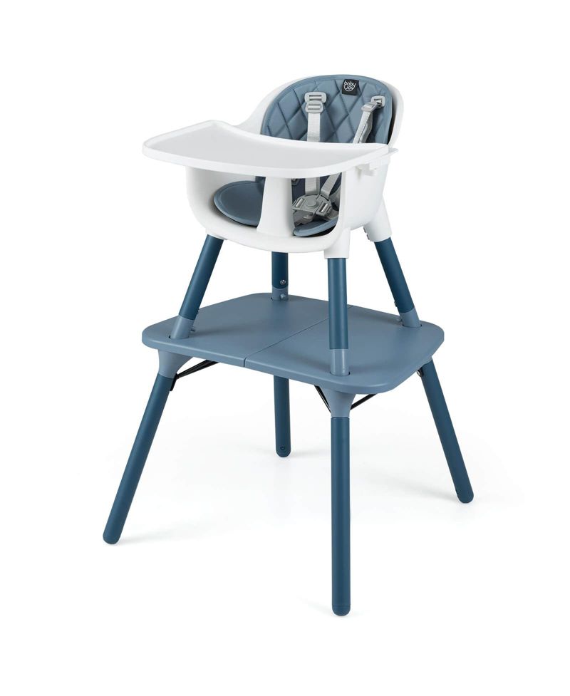 4-in-1 Infant High Dining Chair with 5-point Harness, Removable and Adjustable Tray