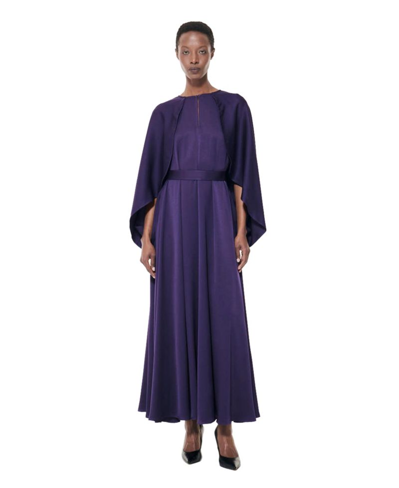 Women's Cape-Sleeve Belted A-Line Dress