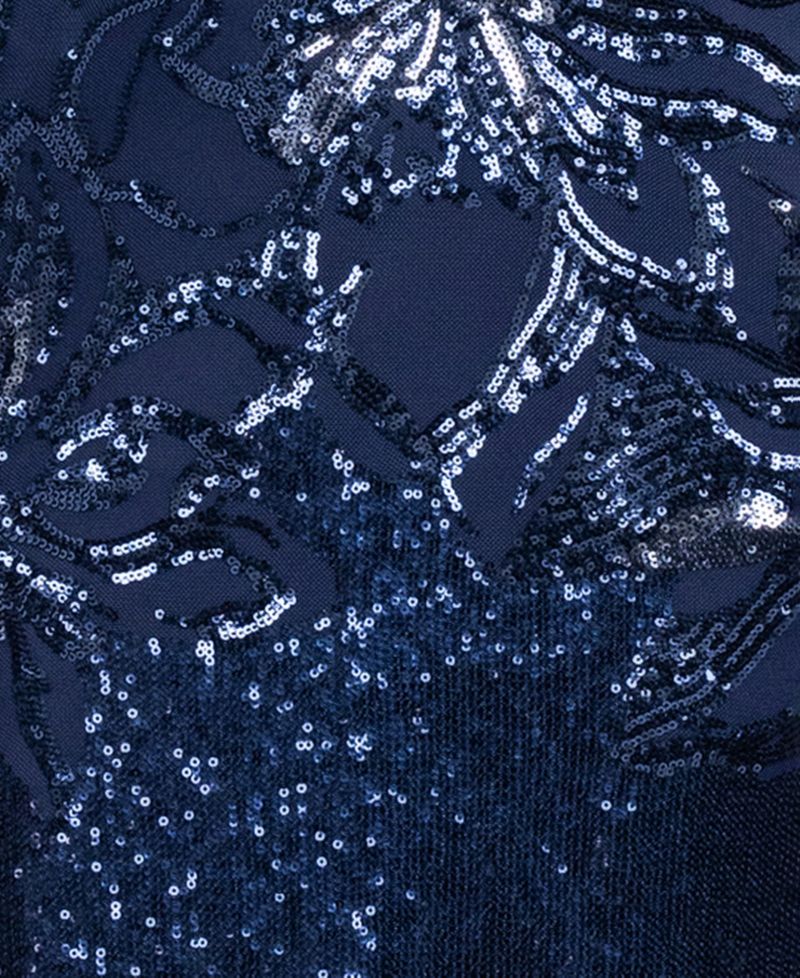 Women's Sequin Boat Neck Gown