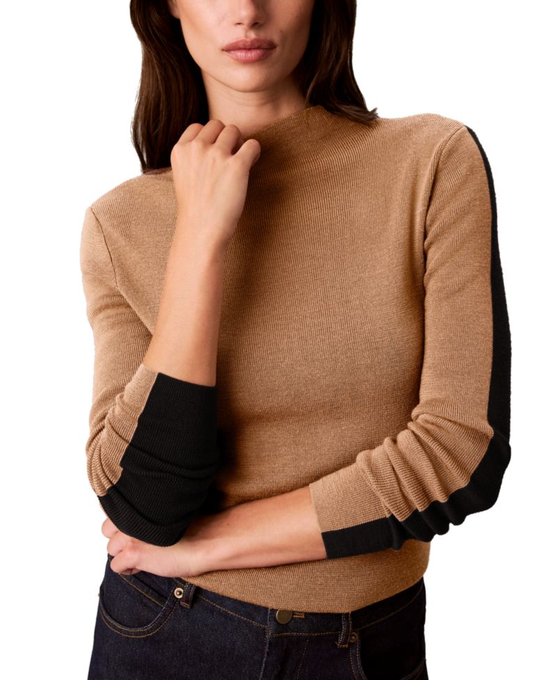 Women's Half and Half Mock Neck Sweater
