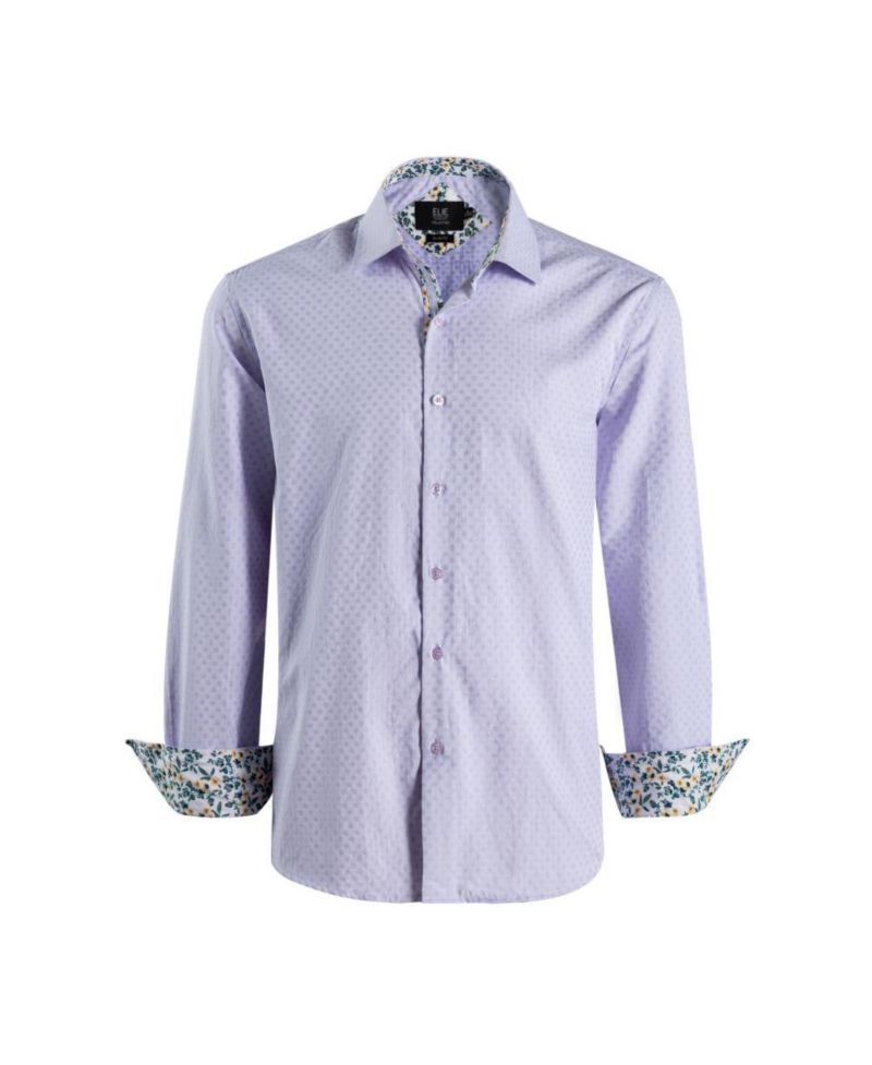 Men's Slim Fit Jacquard Dot Button-Down Shirt