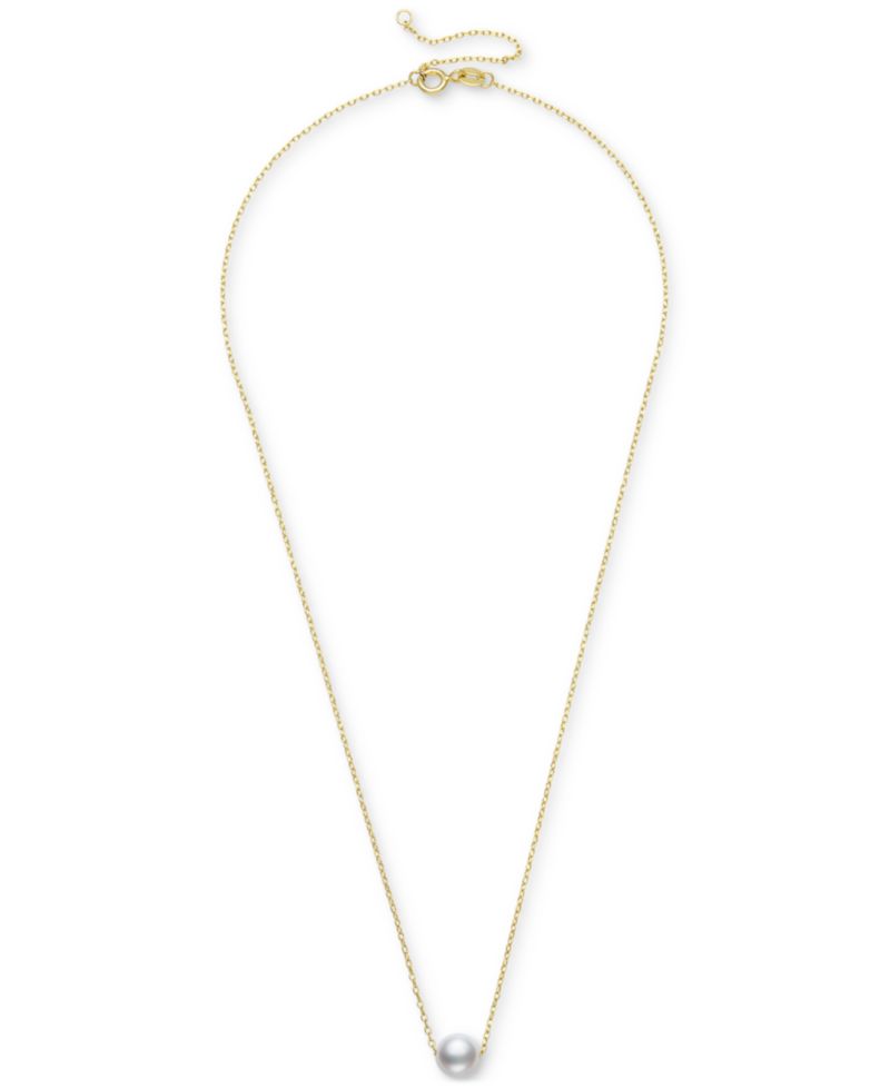 Cultured Freshwater Pearl (7mm) Slide Pendant Necklace, 16" + 2" extender