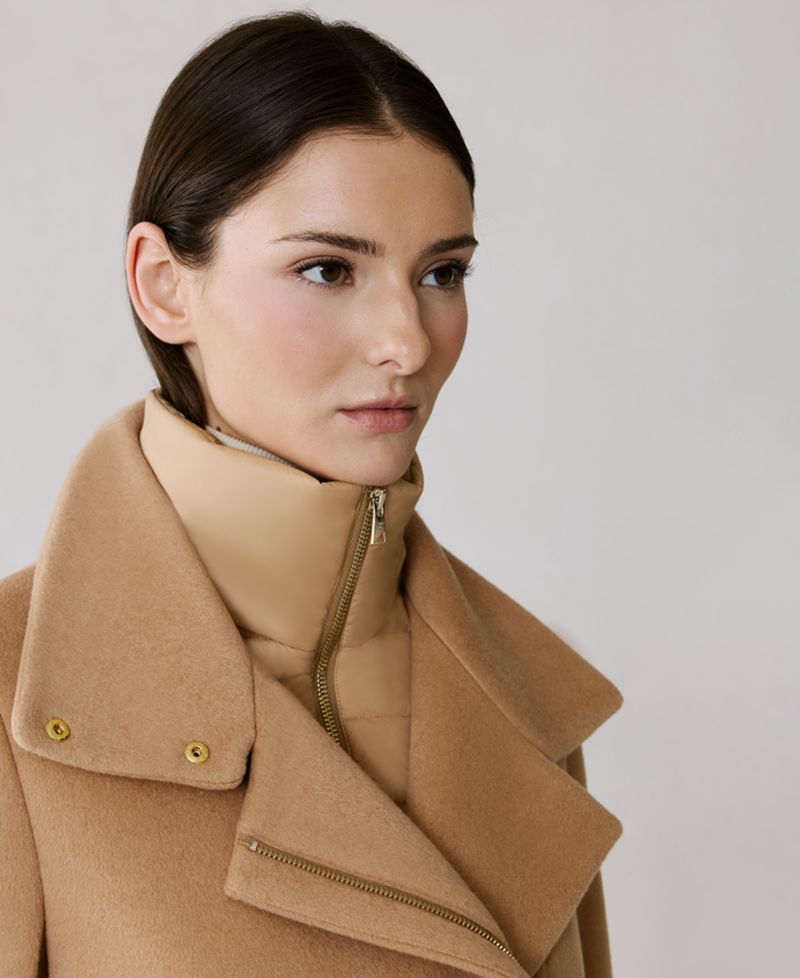 Women's Puffer-Bib Asymmetric Zip-Front Coat
