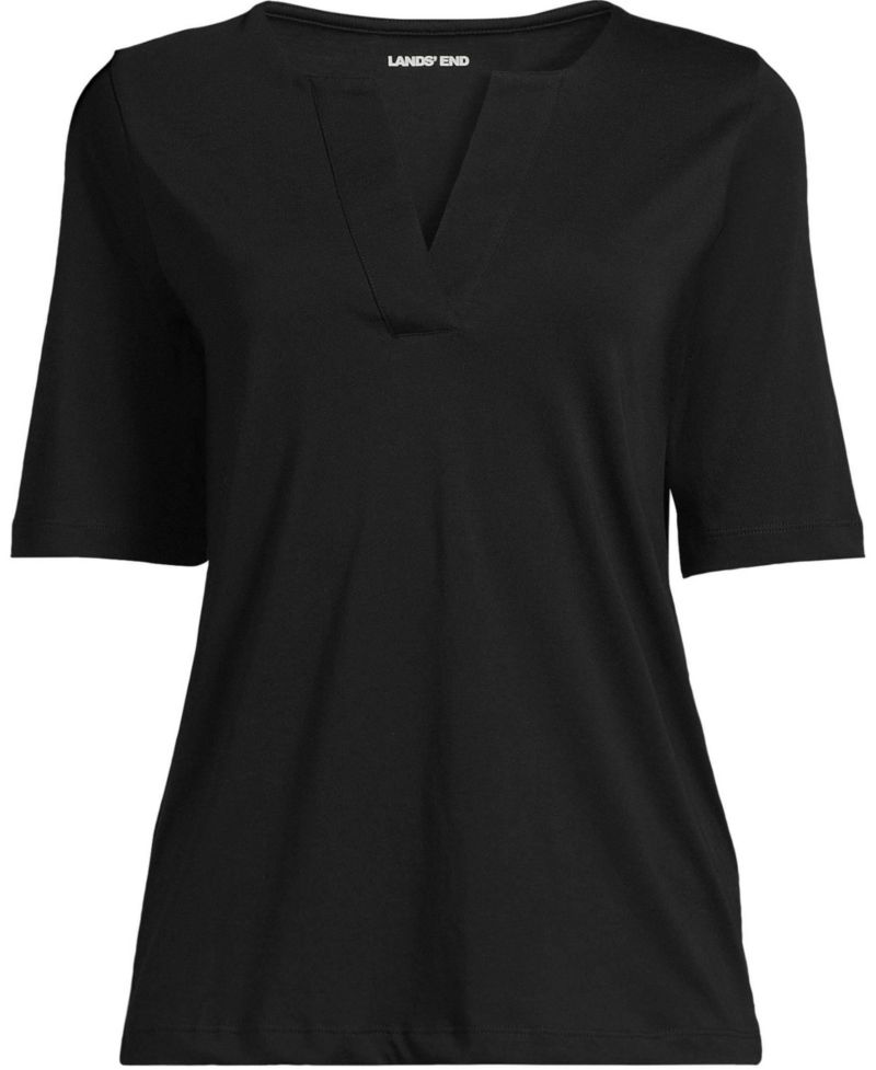 Plus Size Supima Jersey Half Sleeve Splitneck Shirt