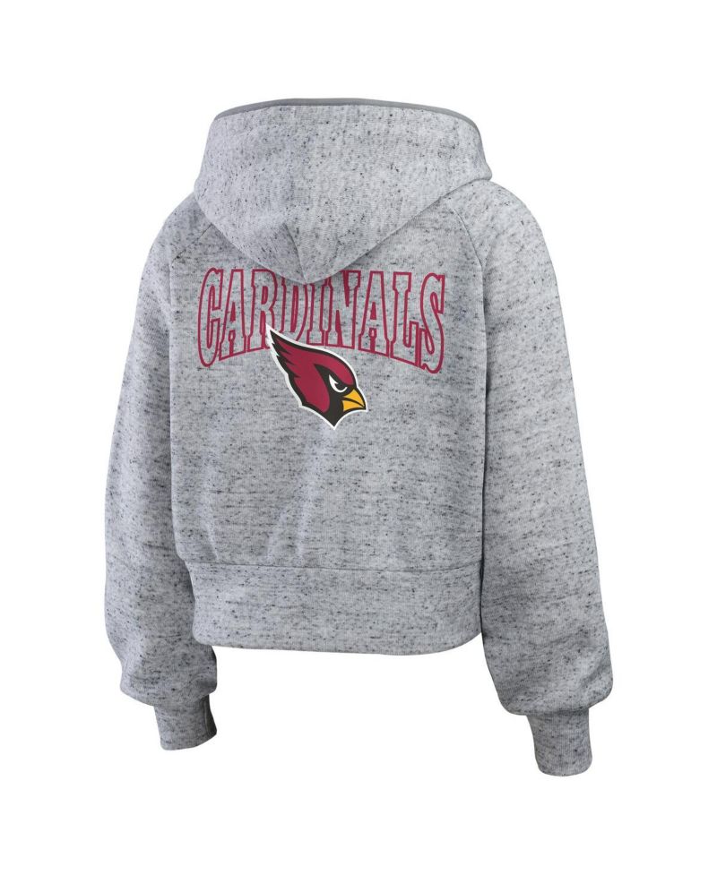 Women's Heather Gray Arizona Cardinals Speckled Fleece Cropped Full-Zip Hoodie