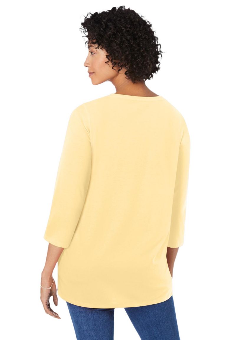 Women's Within Perfect Three-Quarter Sleeve V-Neck Tunic