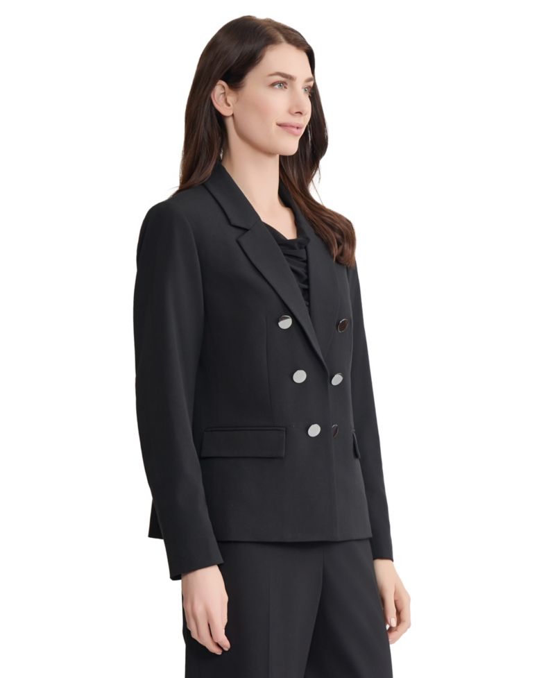 Women's Notch Collar Double Breasted Stretch Blazer