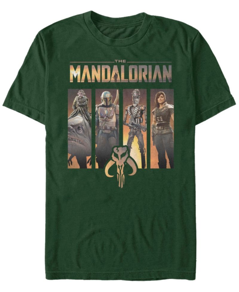 Men's Star Wars The Mandalorian Character Portrait Panels Short Sleeve T-Shirt