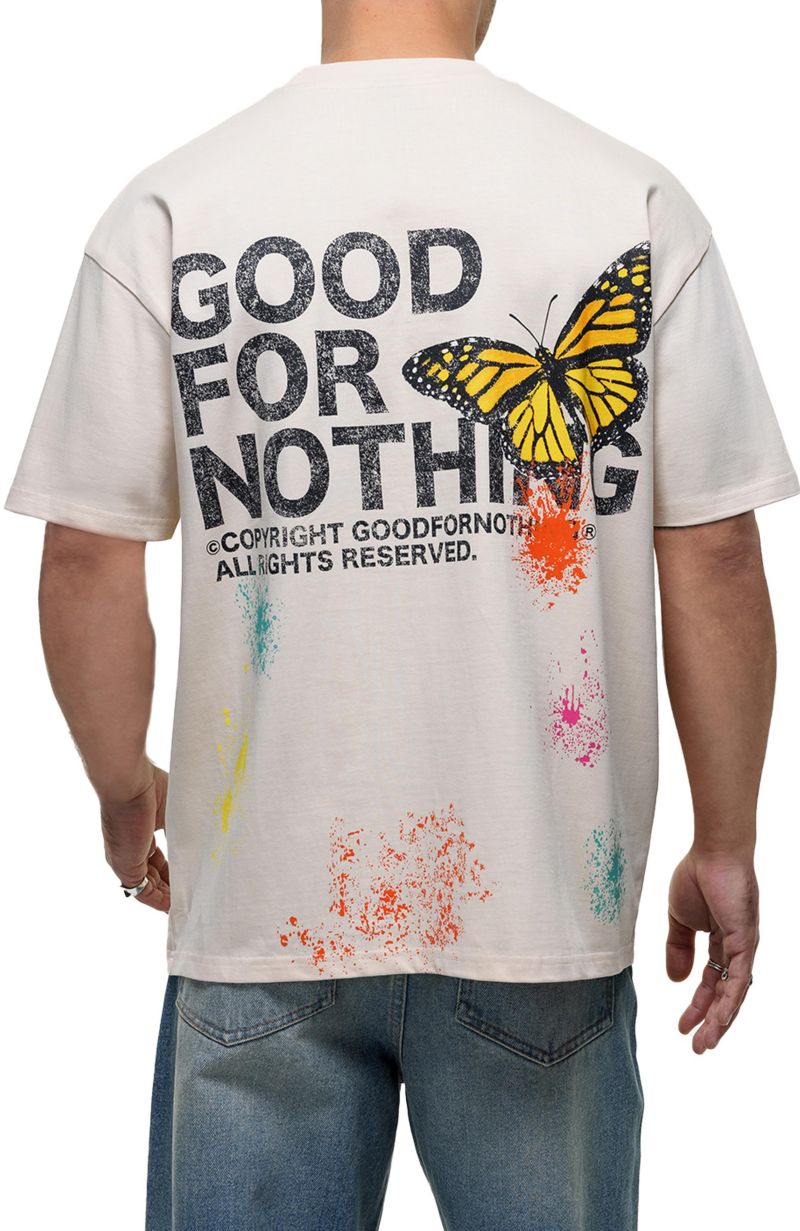 Men's Pigment Paint Cream T-shirt