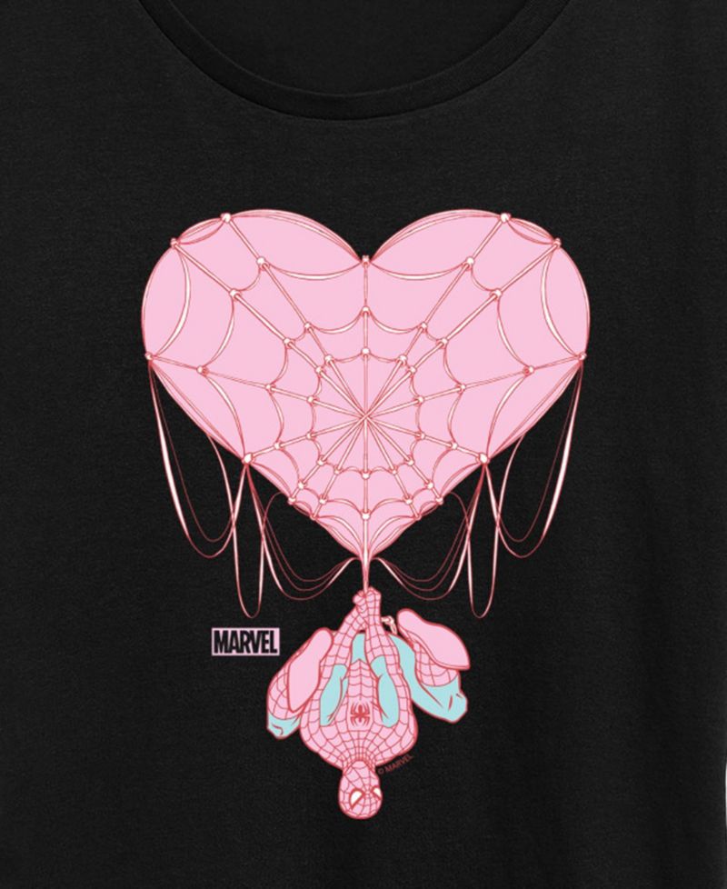 Women's Marvel Spider-Man Heart Web Short-Sleeve Graphic T-Shirt