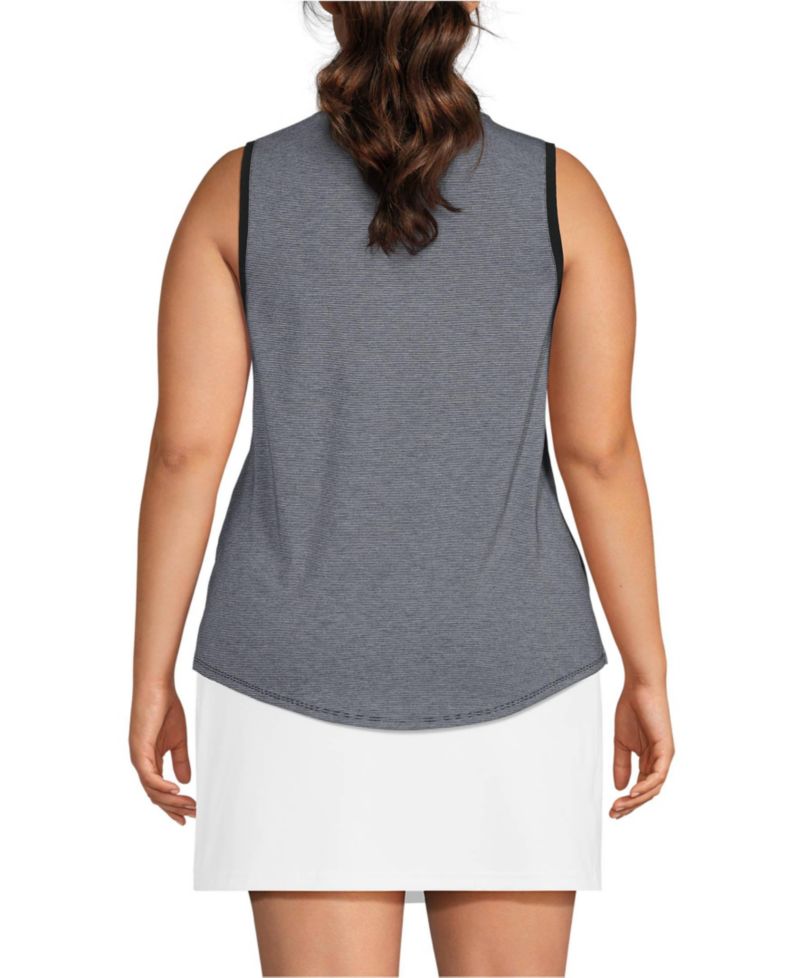 Plus Size Sleeveless Power Performance Scoop Neck Curved Hem Tunic Tank