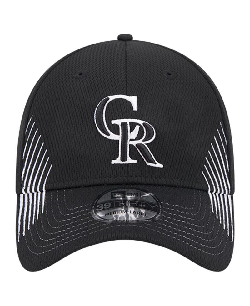 Men's Black Colorado Rockies Active Dash Mark 39THIRTY Flex Hat