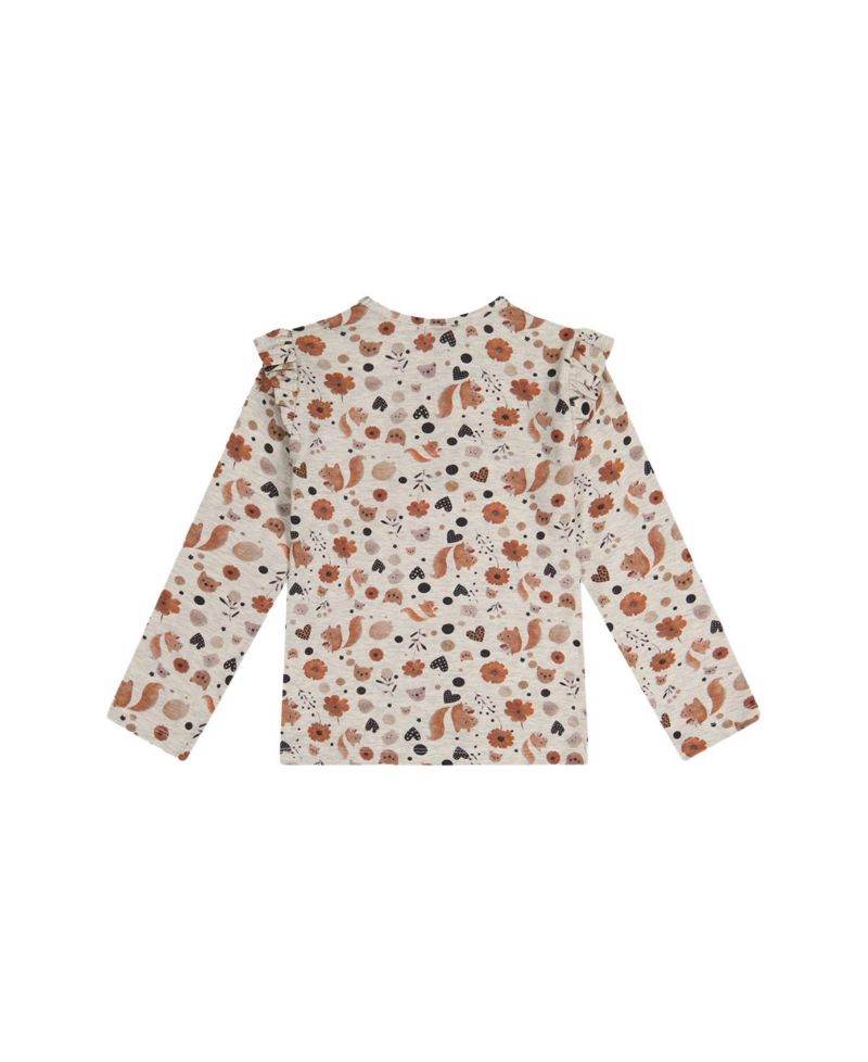 Big Girls 6-14 Long Sleeve Organic Cotton T-Shirt with Squirrel Print