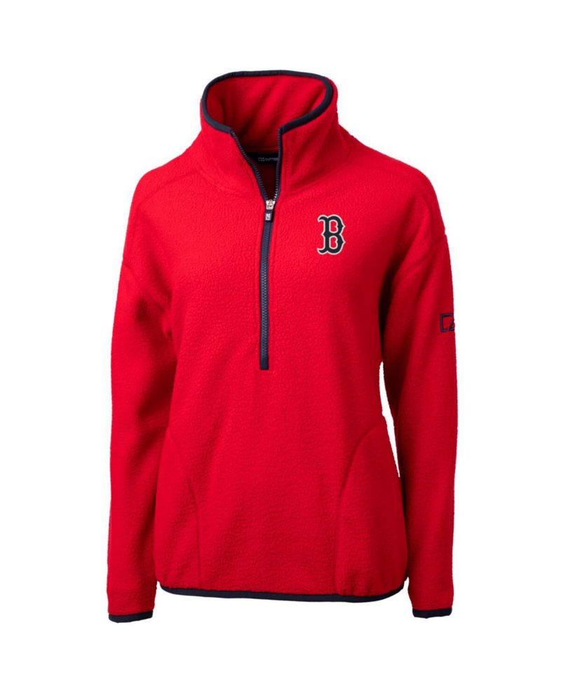Women's Red Boston Red Sox Cascade Eco Sherpa Fleece Quarter-Zip Pullover Jacket