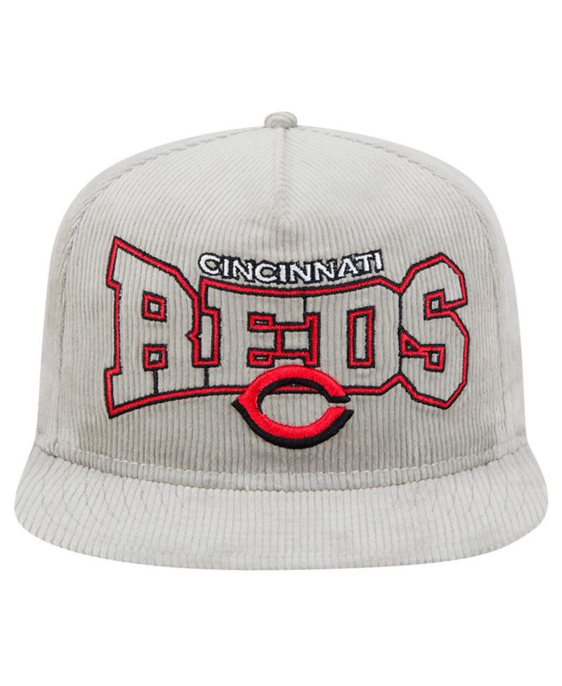 Men's Gray Cincinnati Reds Corduroy Golfer Snapback Hat
