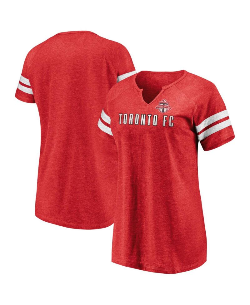 Women's Red Toronto FC True Classics Full Force Raglan Tri-Blend Notch Neck T-Shirt