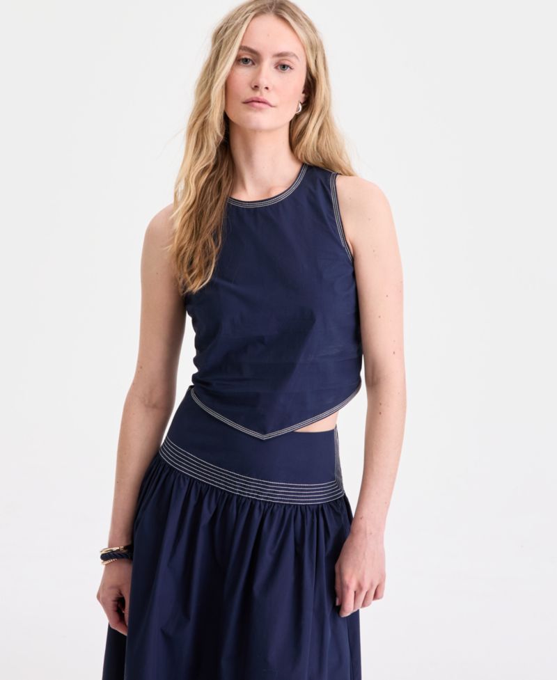 Women's Poplin Tie-Back Tank Top