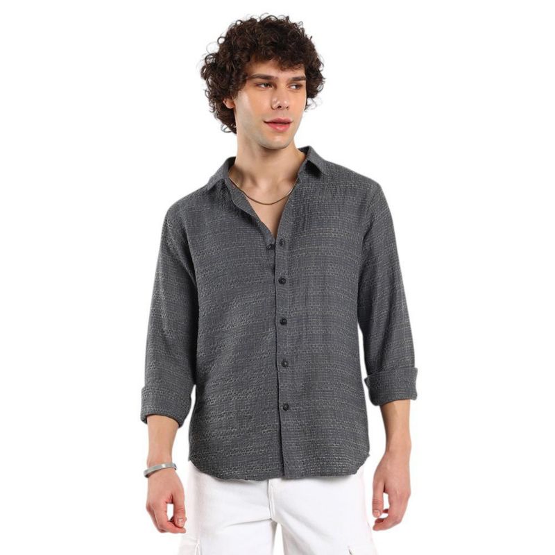 Men's Solid Textured Knit Shirt